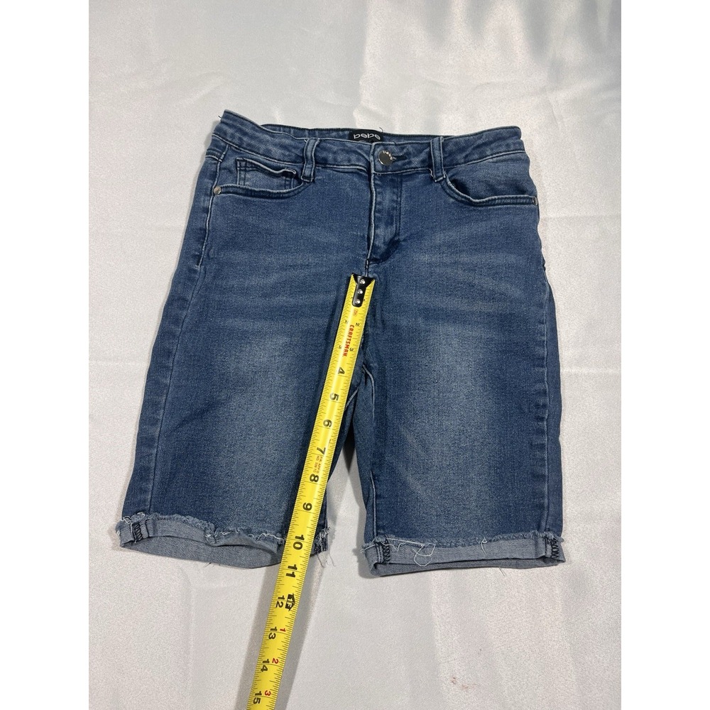 BEBE Jeans Shorts, Medium Blue Missing Some Bedazzle Size 26 Waist. - Picture 3 of 5